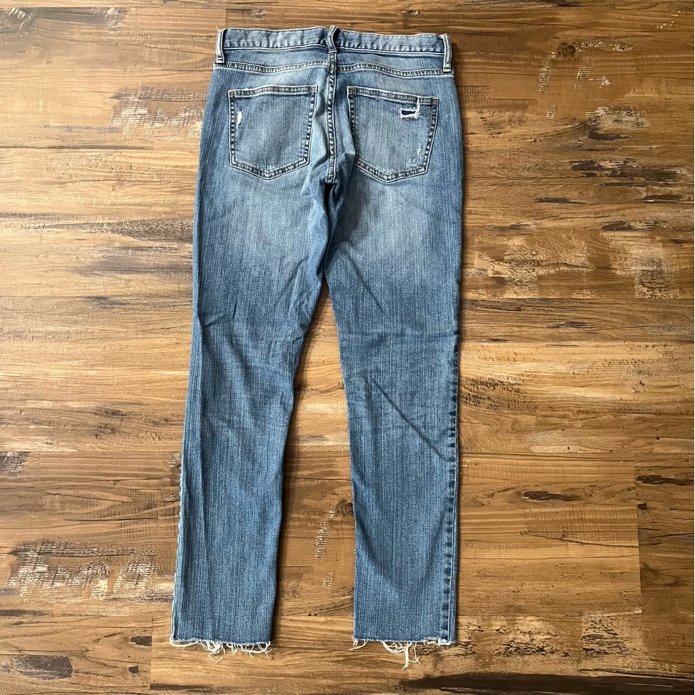 Banana Republic Light Blue Straight Leg Distressed Women's Crop Ankle Denim Jean - Picture 3 of 13